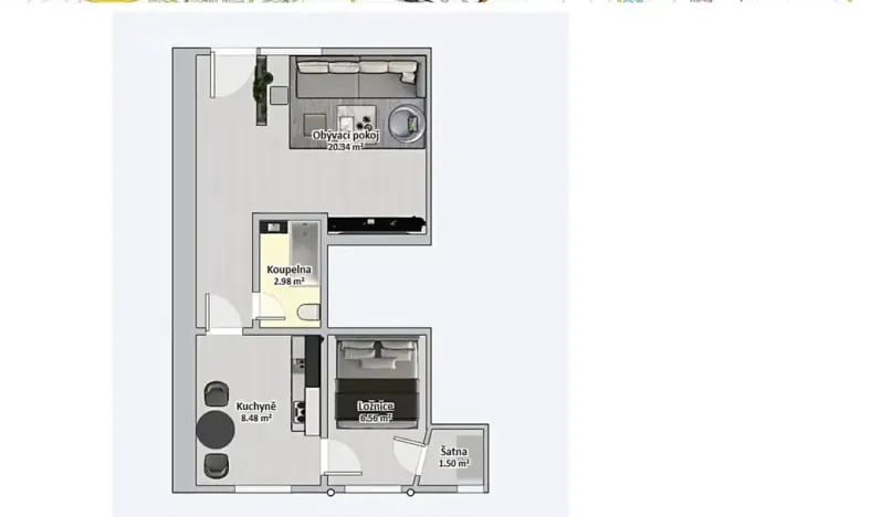 Pronájem bytu 2+1, Uničov, 41 m2