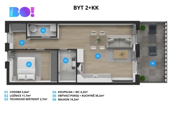 Prodej bytu 2+kk, Soběšovice, 71 m2
