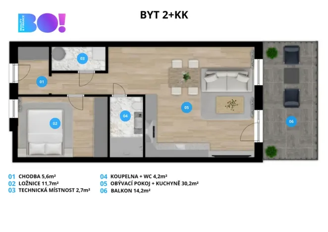 Prodej bytu 2+kk, Soběšovice, 71 m2