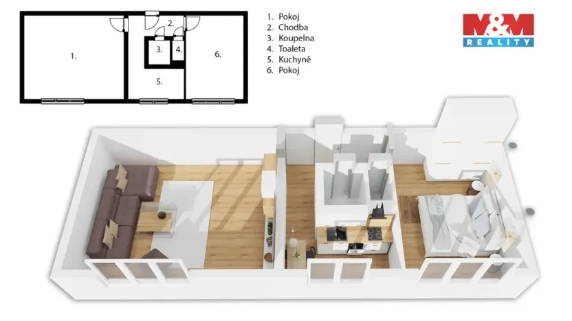 Prodej bytu 2+1, Pardubice - Zelené Předměstí, Benešovo náměstí, 53 m2