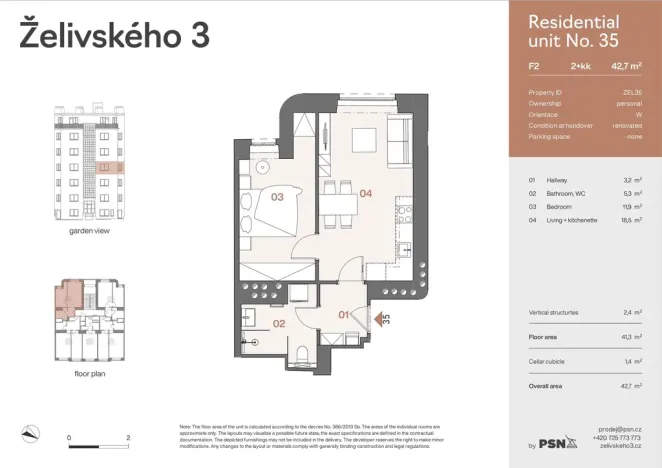 Prodej bytu 2+kk, Praha, Jana Želivského, 39 m2