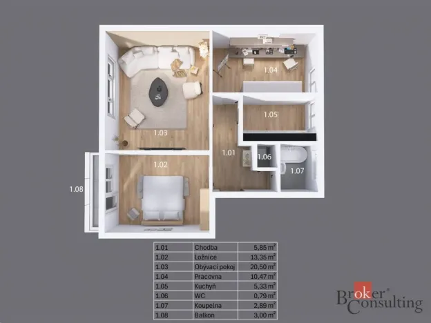 Prodej bytu 3+1, Zvoleněves, 71 m2