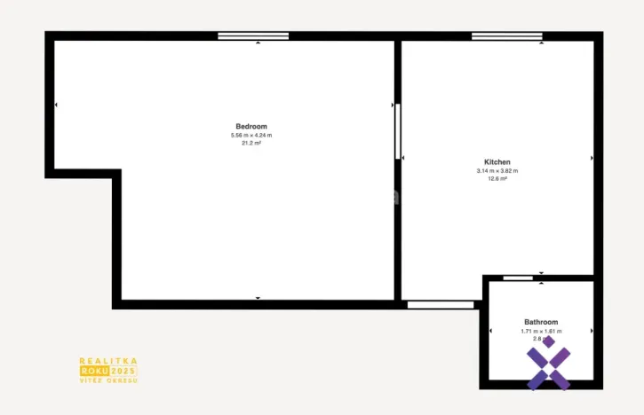 Pronájem bytu 1+1, Vsetín, Palackého, 39 m2