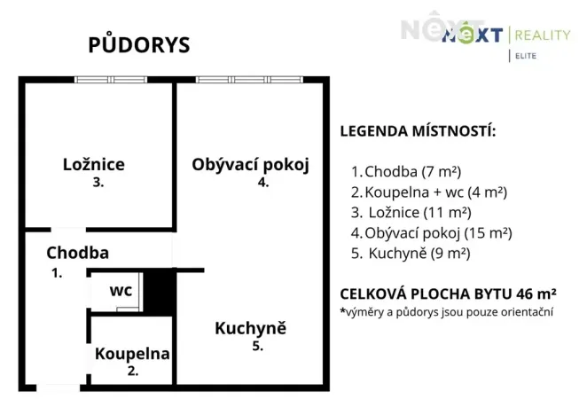 Prodej bytu 2+kk, Brno, Oblá, 49 m2