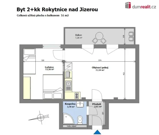 Prodej bytu 2+kk, Rokytnice nad Jizerou - Horní Rokytnice, 51 m2