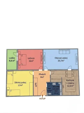 Pronájem bytu 3+1, Kroměříž, Francouzská, 78 m2