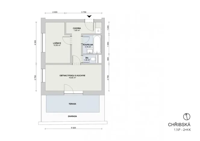 Prodej bytu 2+kk, Praha - Ďáblice, Chřibská, 43 m2