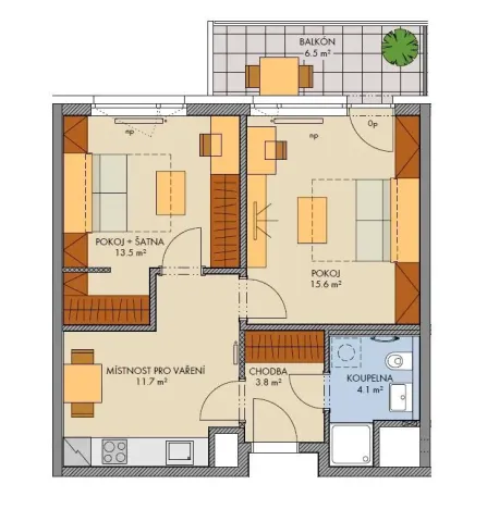 Prodej bytu 2+1, Praha - Hlubočepy, Vítové, 51 m2