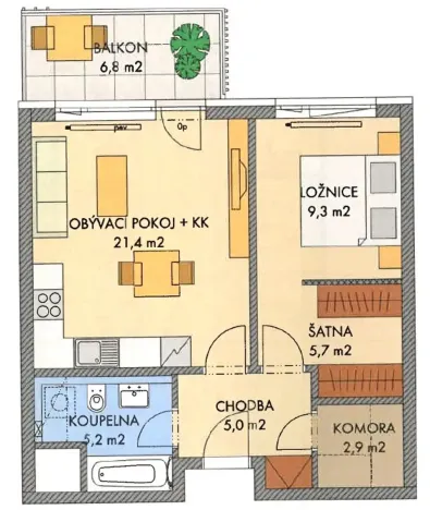 Prodej bytu 2+kk, Praha - Hlubočepy, Hugo Haase, 52 m2