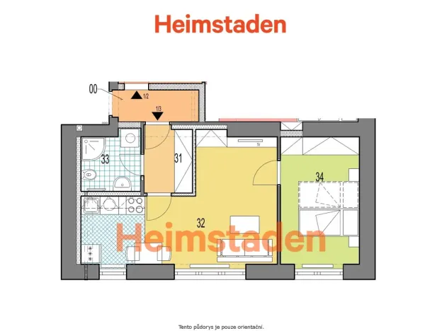 Pronájem bytu 2+kk, Havířov - Šumbark, Klimšova, 38 m2