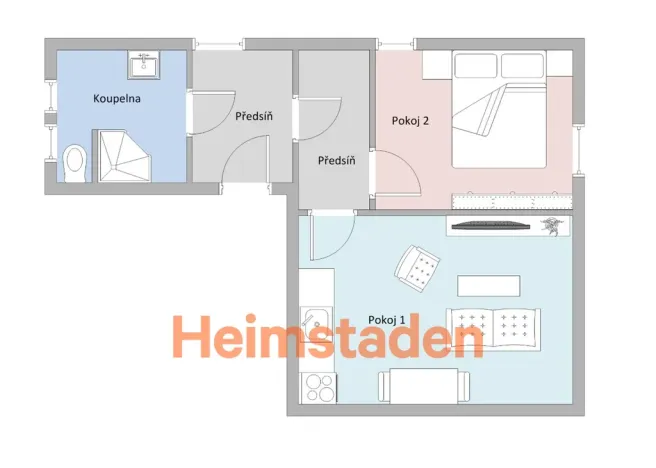 Pronájem bytu 2+kk, Ostrava - Kunčičky, Nadační, 44 m2