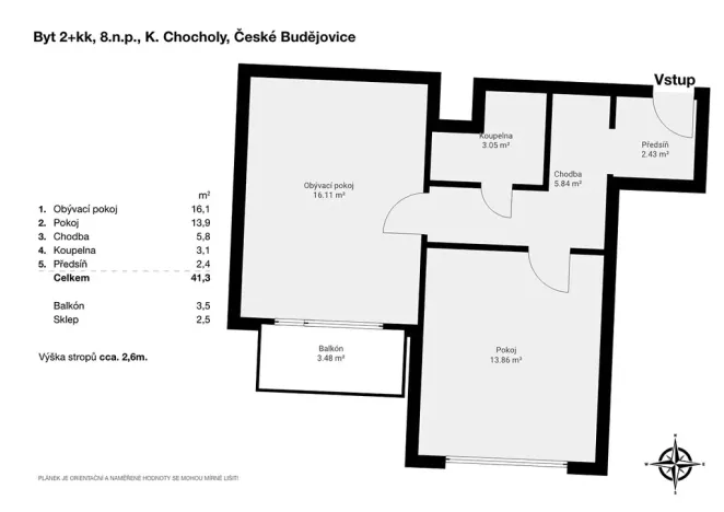 Prodej bytu 2+kk, České Budějovice, K. Chocholy, 48 m2