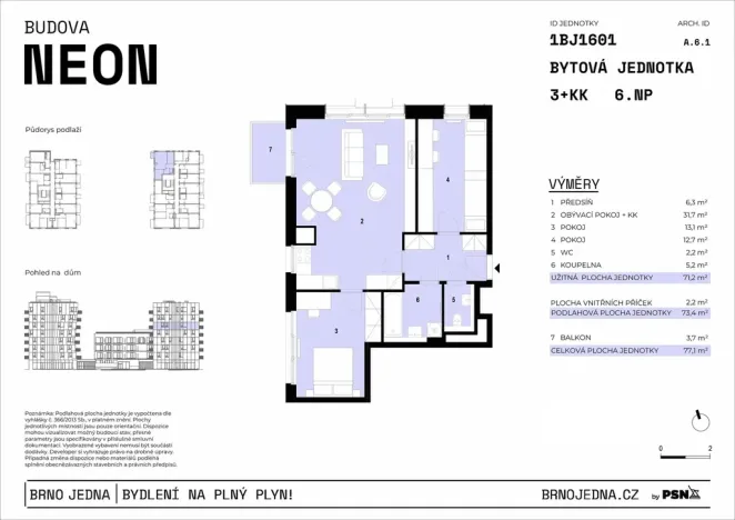 Prodej bytu 3+kk, Brno, Plynárenská, 71 m2