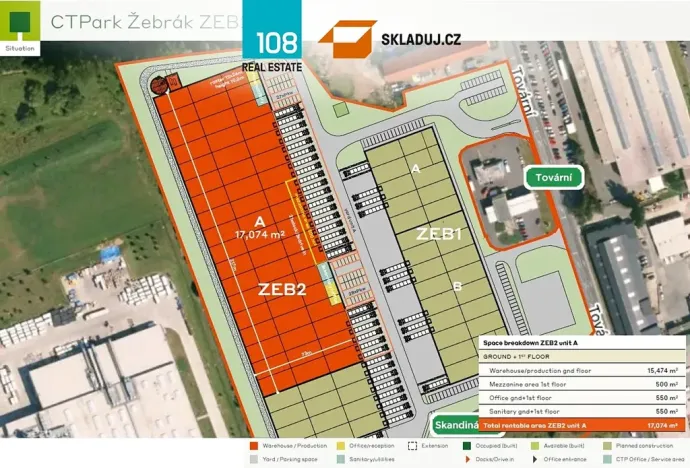 Pronájem skladu, Žebrák, Tovární, 24000 m2