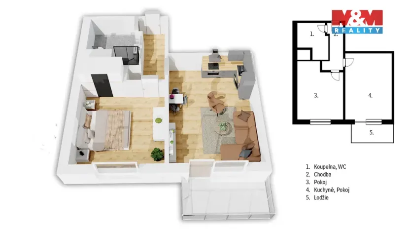 Prodej bytu 2+kk, Pardubice - Cihelna, U Josefa, 41 m2