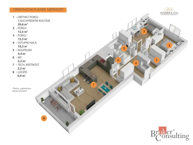 Pronájem bytu 3+kk, Praha - Hloubětín, Waltariho, 79 m2