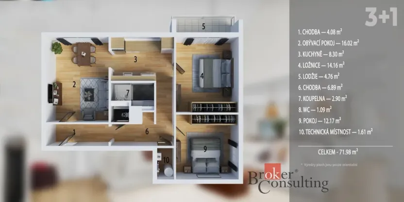 Prodej bytu 3+1, Velké Meziříčí, Poštovní, 72 m2