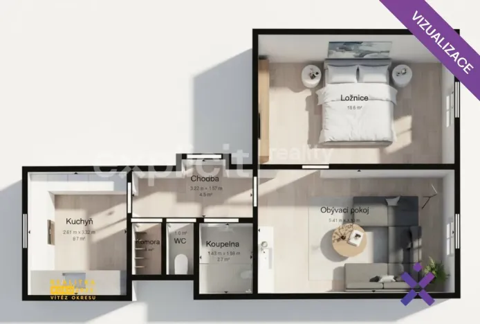 Prodej bytu 2+1, Zlín, Sokolská, 55 m2