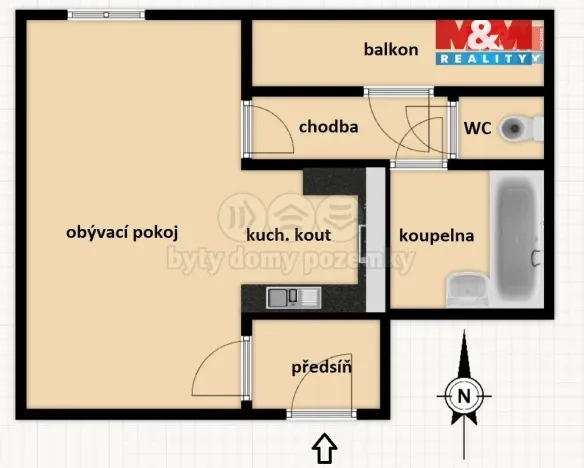 Pronájem bytu 1+kk, Praha - Holešovice, Stupkova, 31 m2