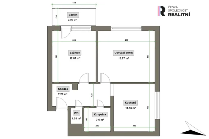 Prodej bytu 2+1, Zlín - Malenovice, Tyršova, 54 m2