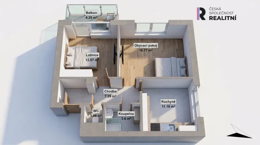 Prodej bytu 2+1, Zlín - Malenovice, Tyršova, 54 m2