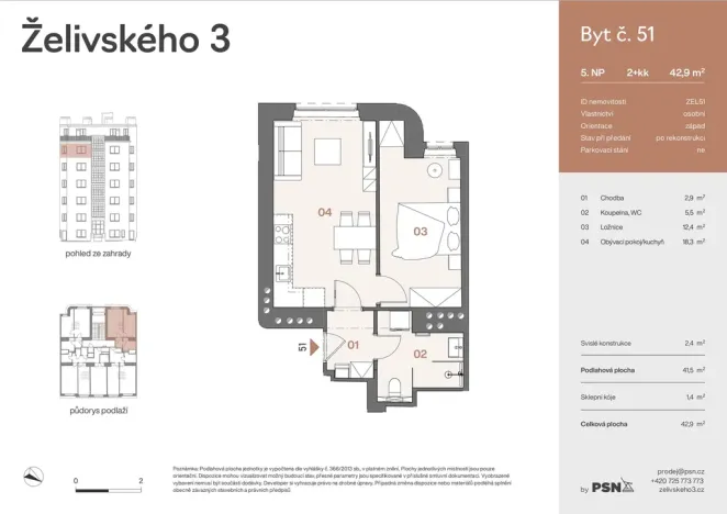 Prodej bytu 2+kk, Praha, Jana Želivského, 39 m2