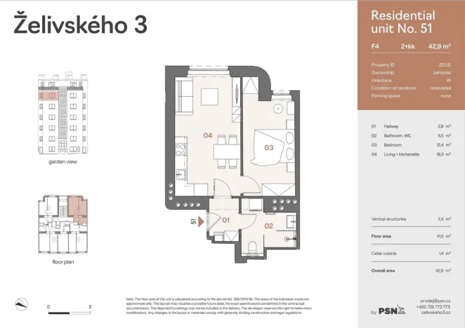 Prodej bytu 2+kk, Praha, Jana Želivského, 39 m2