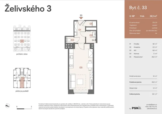 Prodej bytu 1+kk, Praha, Jana Želivského, 29 m2