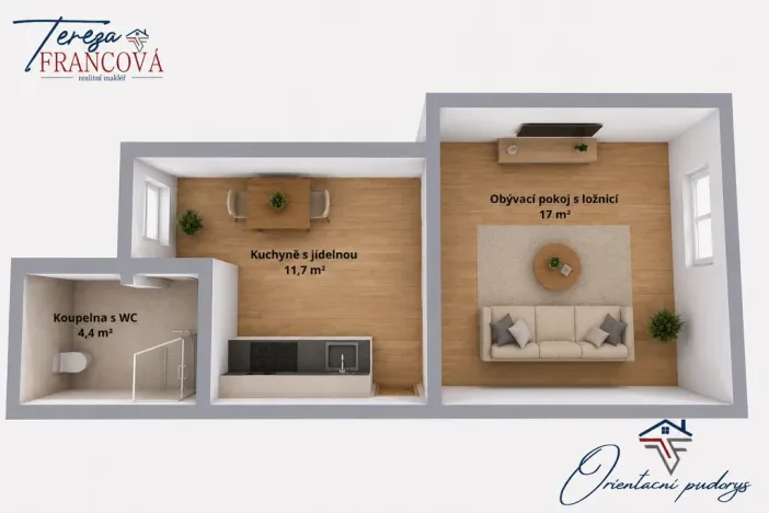 Pronájem bytu 1+1, Prostějov, Vojtěcha Outraty, 41 m2