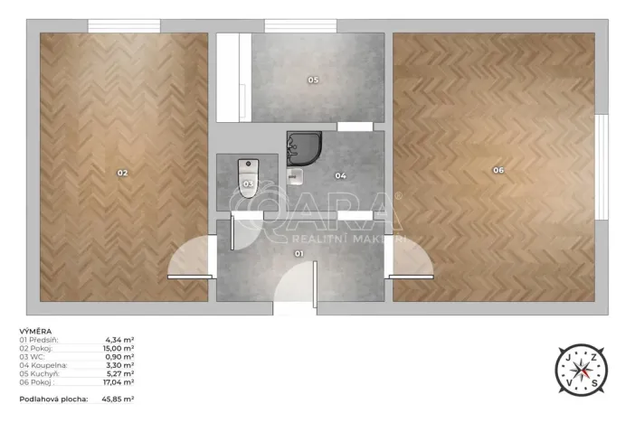 Pronájem bytu 2+1, Praha - Strašnice, Krupská, 46 m2