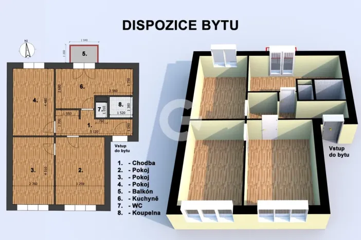 Prodej bytu 3+1, Zlín, Santražiny, 63 m2
