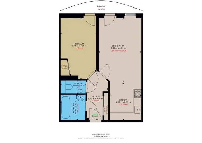Pronájem bytu 2+kk, Prostějov - Krasice, Krasická, 49 m2