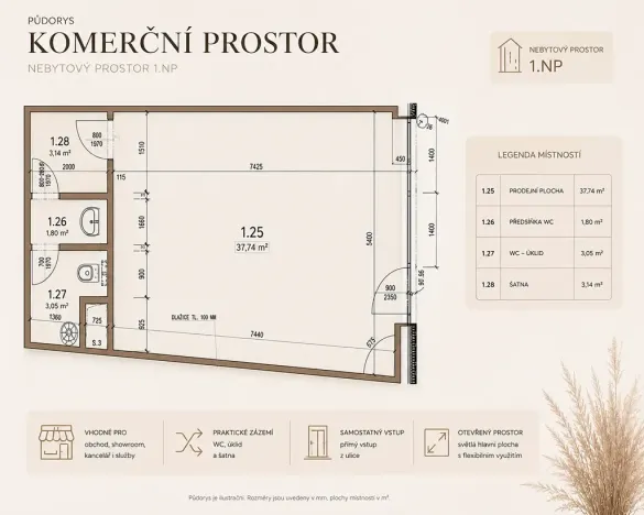 Prodej obchodního prostoru, České Budějovice, Štítného, 45 m2