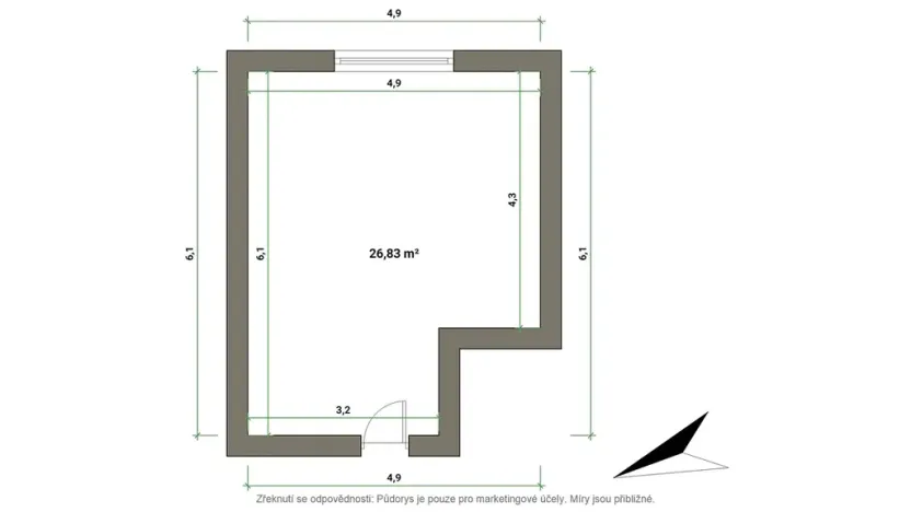 Pronájem kanceláře, Vizovice, Říční, 27 m2