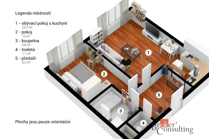 Prodej bytu 2+kk, Králův Dvůr, Popelky Biliánové, 51 m2