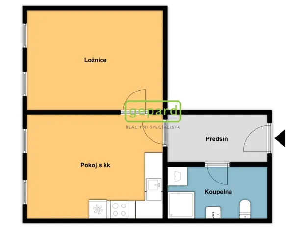Pronájem bytu 2+kk, Brno - Husovice, Svitavská, 44 m2