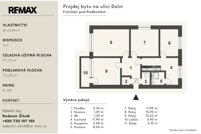 Prodej bytu 4+1, Frenštát pod Radhoštěm, Dolní, 73 m2