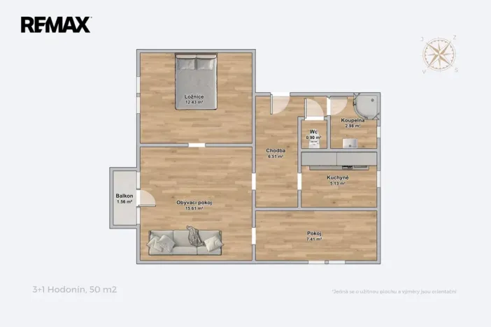 Prodej bytu 3+1, Hodonín, U Červených domků, 50 m2