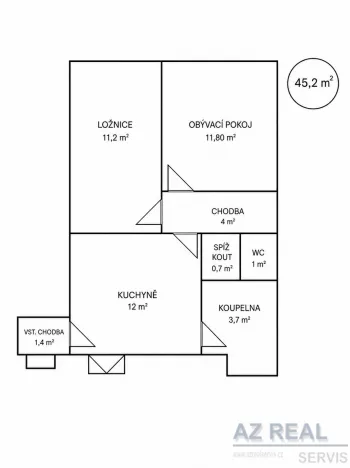 Pronájem bytu 2+1, Chrastava, Nádražní, 45 m2