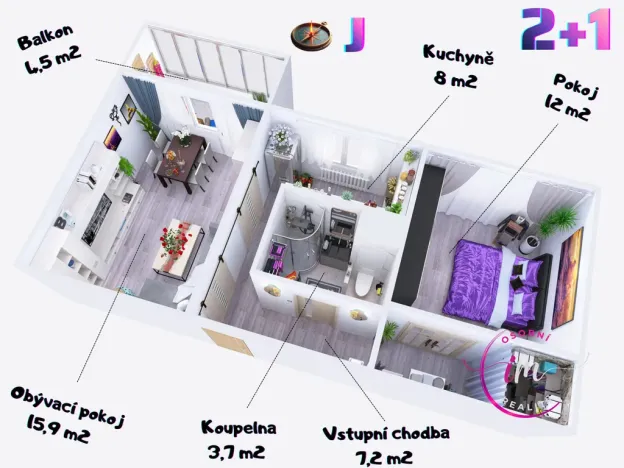 Pronájem bytu 2+1, Třebíč - Nové Dvory, Jar. Heyrovského, 47 m2