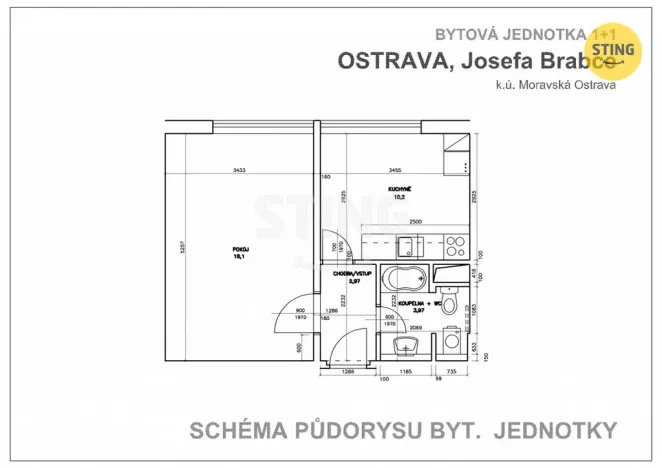 Pronájem bytu 1+1, Ostrava, Josefa Brabce, 36 m2