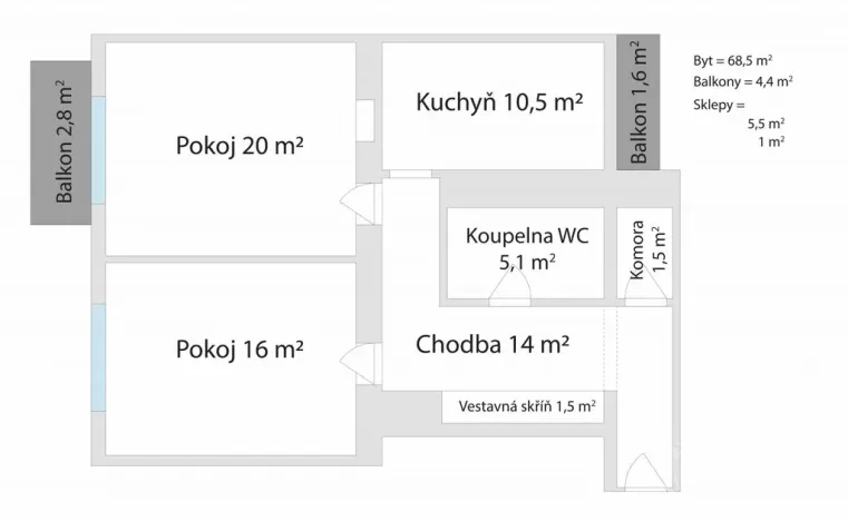Pronájem bytu 2+1, Sezimovo Ústí, Dukelská, 68 m2