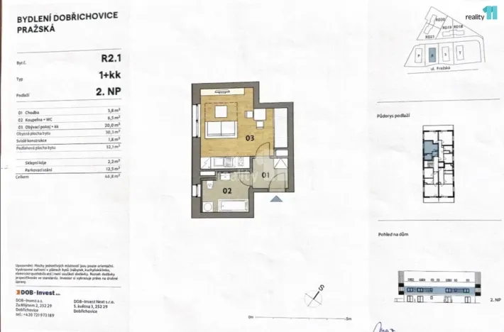 Pronájem bytu 1+kk, Dobřichovice, Randova, 34 m2