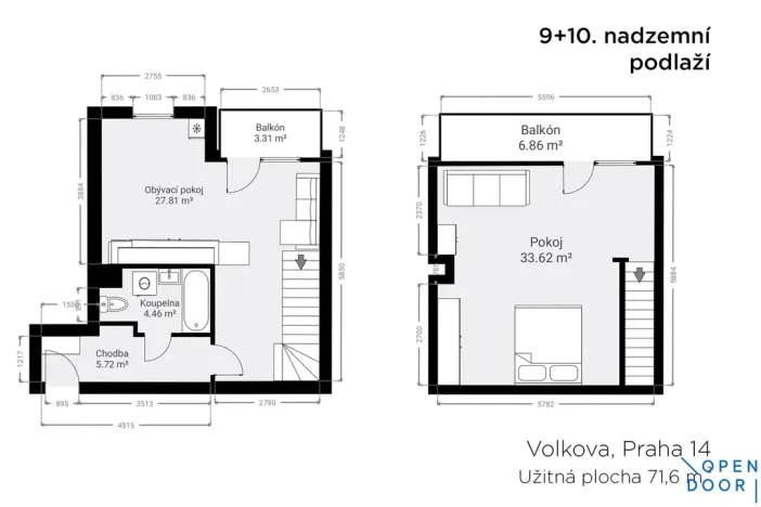 Prodej bytu 2+kk, Praha - Černý Most, Volkova, 72 m2