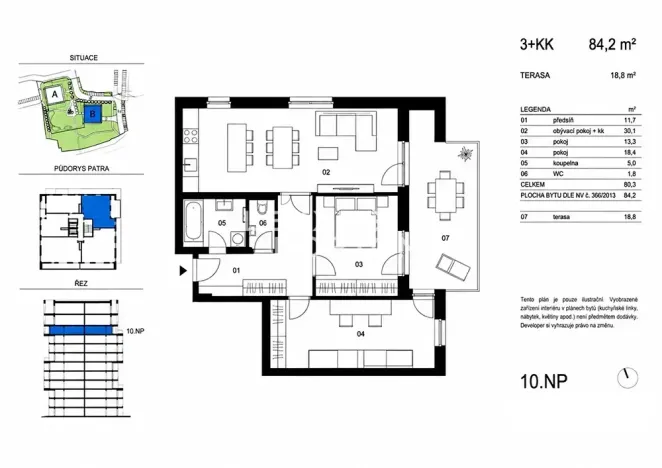 Prodej bytu 3+kk, Praha - Vysočany, Oktábcových, 84 m2