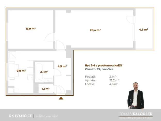 Prodej bytu 2+1, Ivančice, Okružní, 52 m2