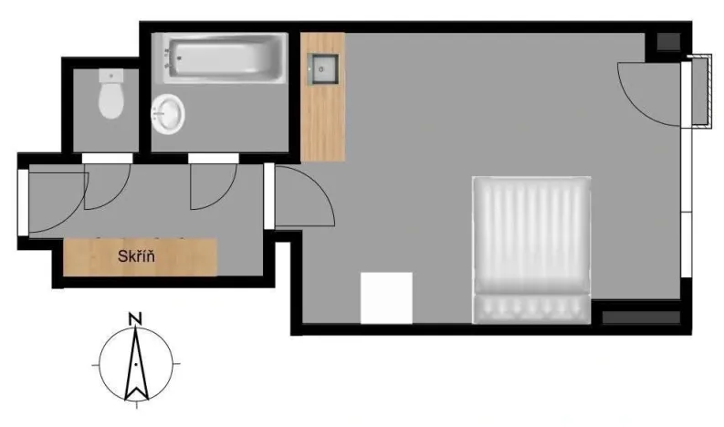 Pronájem bytu 1+kk, Brno, Dřevařská, 30 m2