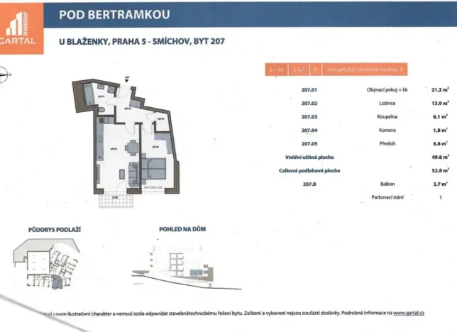 Prodej bytu 2+kk, Praha - Smíchov, U Blaženky, 53 m2