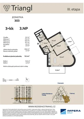 Prodej bytu 3+kk, Brno, Podveská, 69 m2