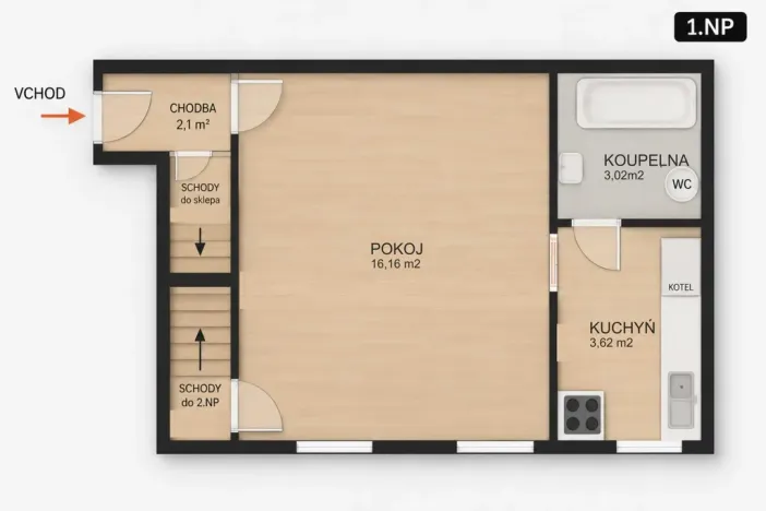 Prodej bytu 3+1, Zlín, Mostní, 59 m2